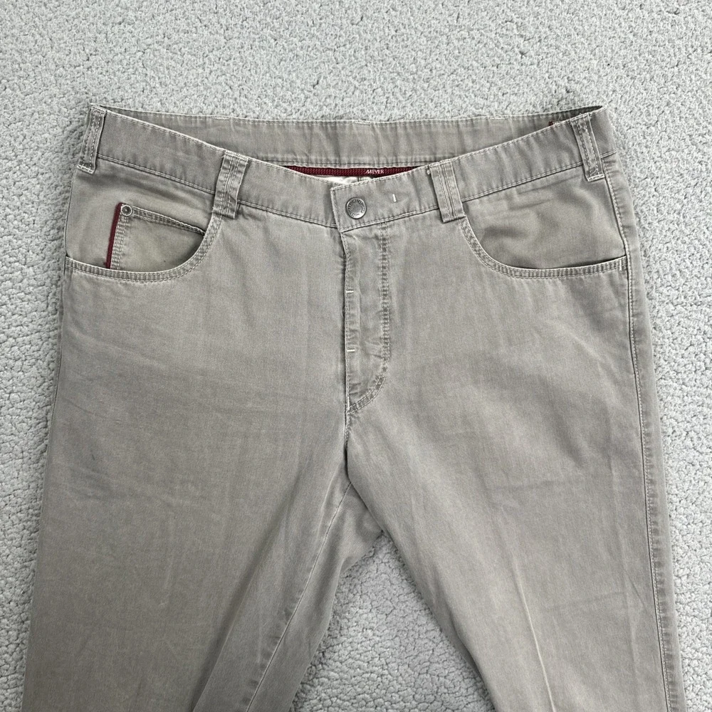 Meyer‎ Diego Chino Pants Men 36x28 Grey Cotton Stretch Modern Flat Front